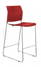 CS One Bar Stool. Red, Black, White Or Blue Plastic Shell. Chrome Frame